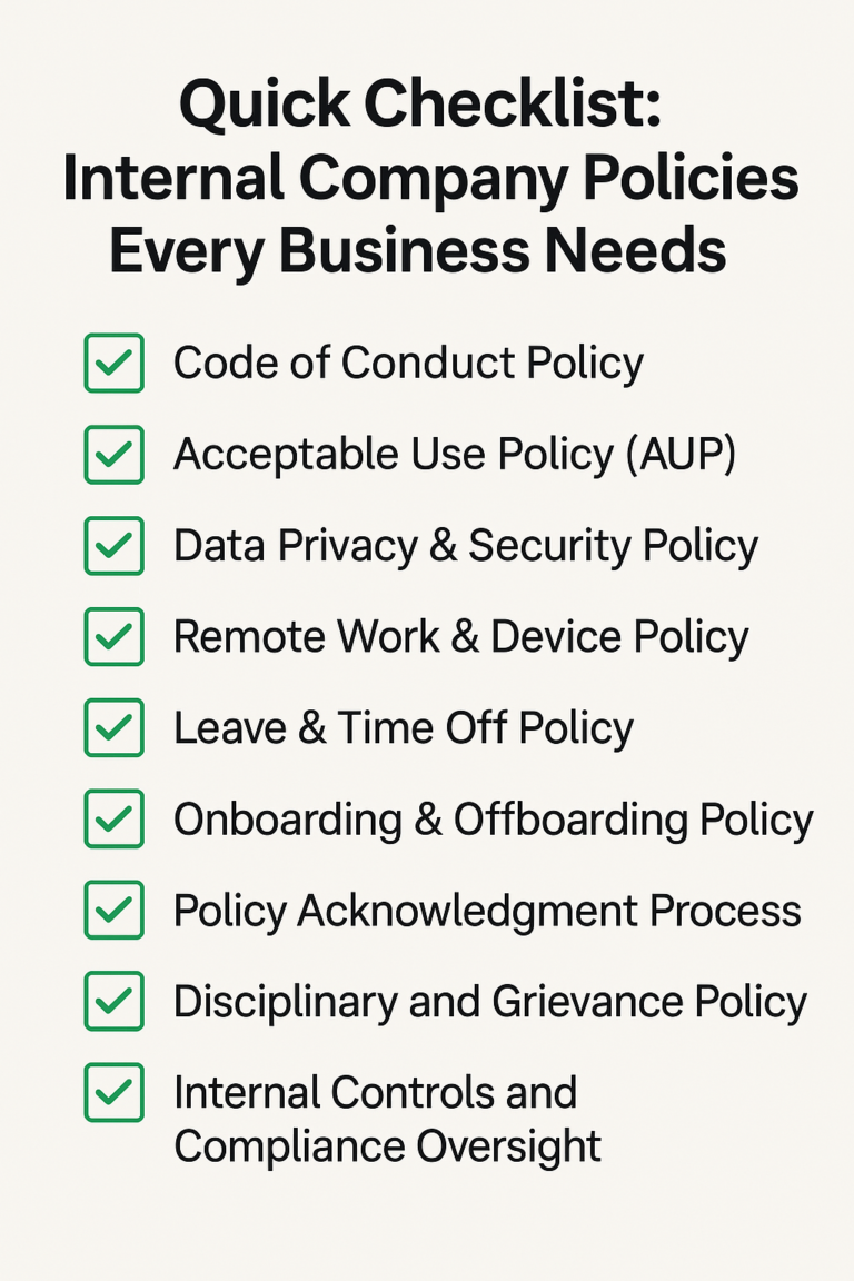 Visual list of internal compliance issues companies often overlook: not tracking regulatory changes, ignoring GDPR/HIPAA, lack of recovery plans, shadow IT, missing whistleblower channels, unmonitored access, scattered NDAs, no acknowledgment tracking, and no formal internal policies.